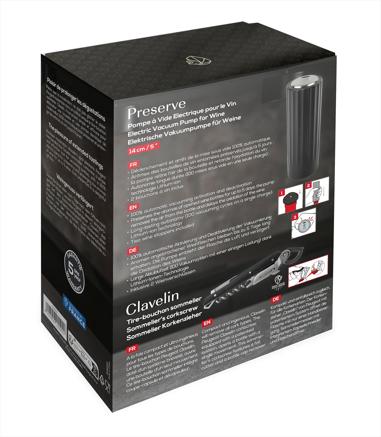 Geschenkset für Weinliebhaber, Geschenkset Clavelin + Vakuumpumpe Preserve