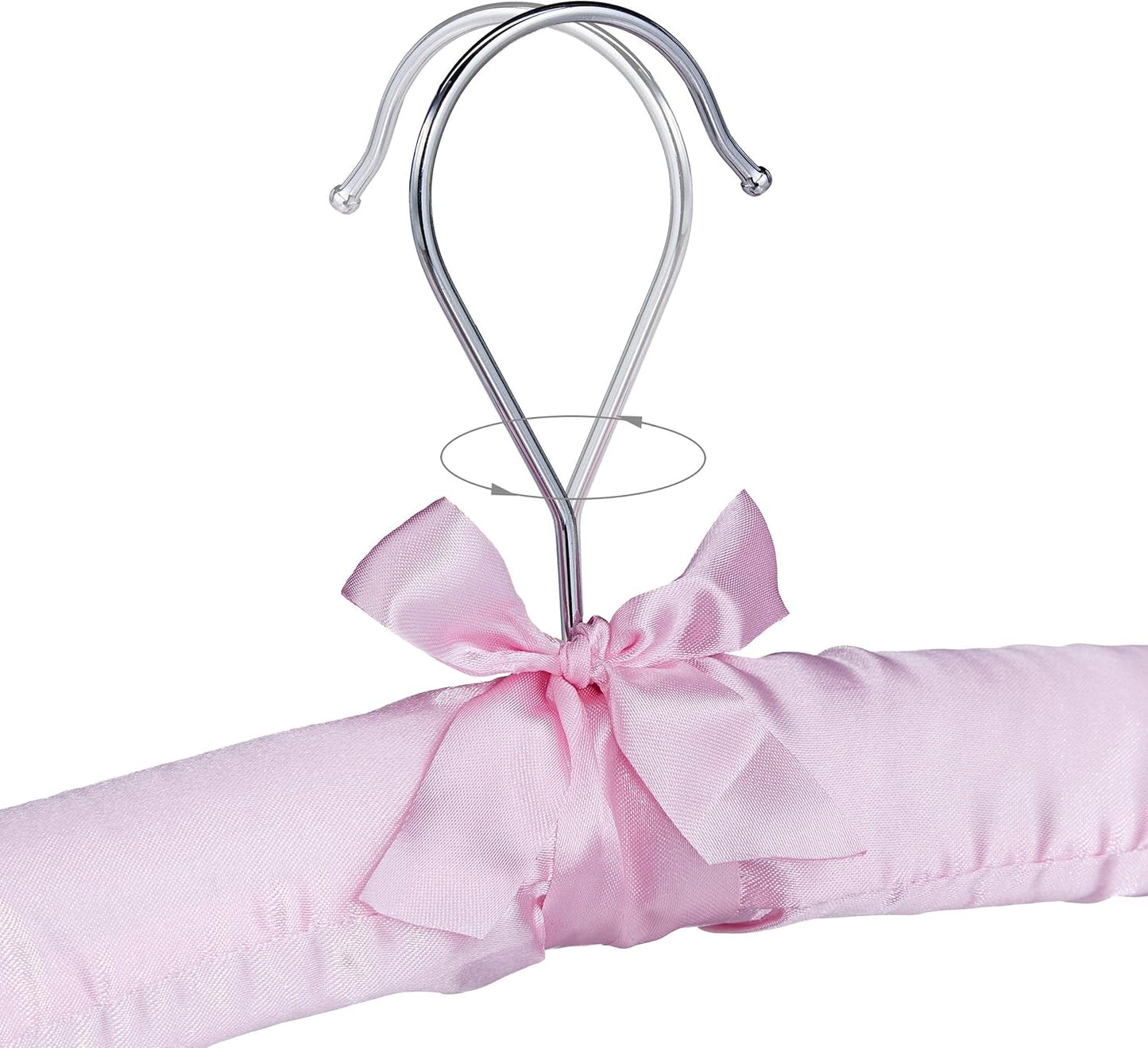 Satin-Kleiderbügel mit Clips, 50 Stück, 1 Rosa, Silber 50er Pack