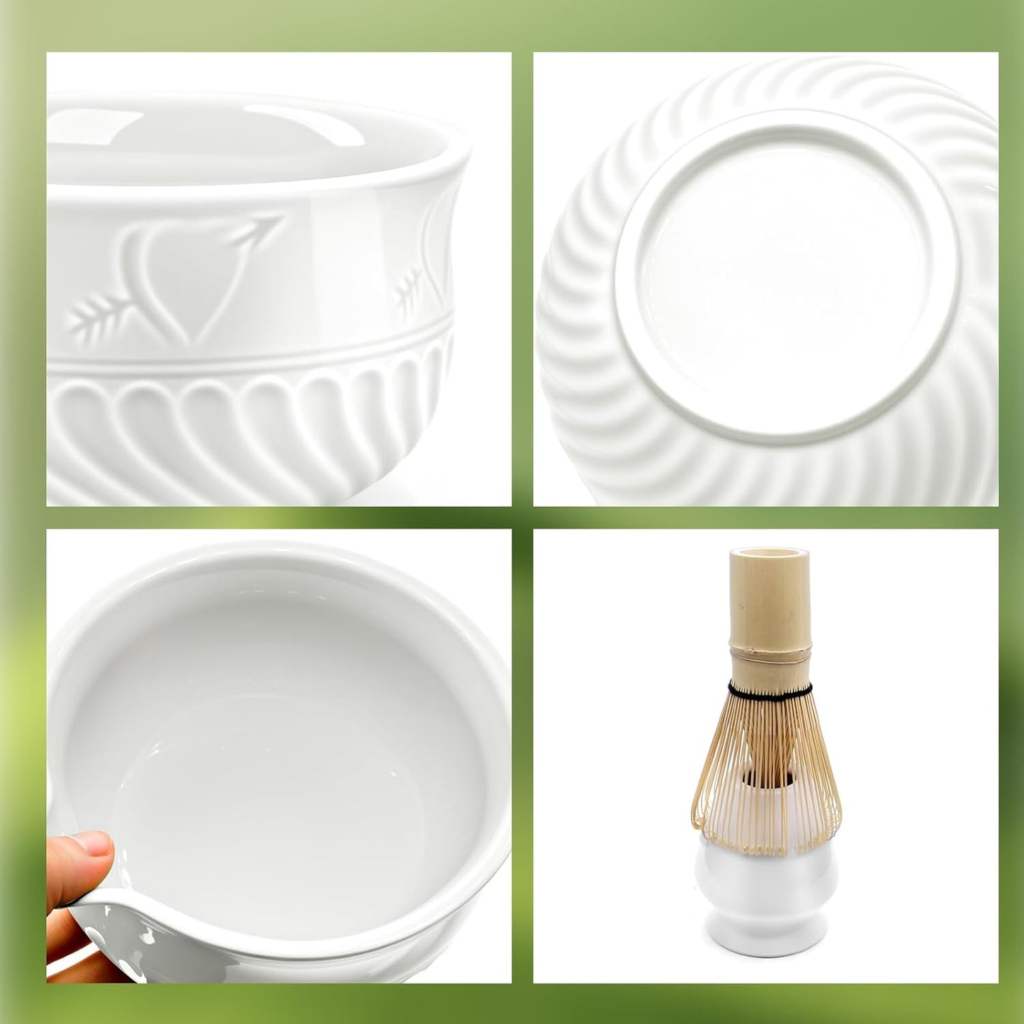 Matcha Tee-Set mit Schale & Zubehör (5-teilig), Weiß