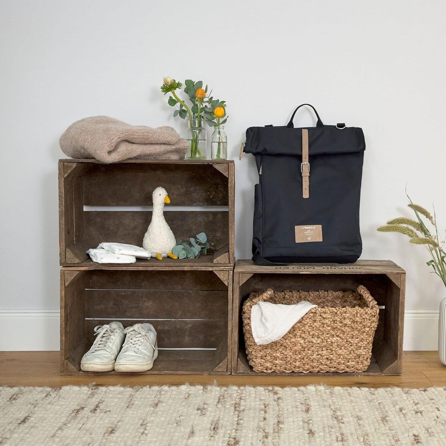 Wickelrucksack mit Wickelunterlage und Kinderwagenbefestigung, Tinted Spots
