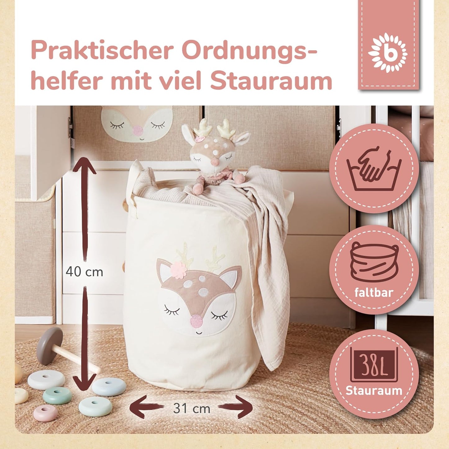 Ella Aufbewahrungskorb Hirsch, Reh Ella
