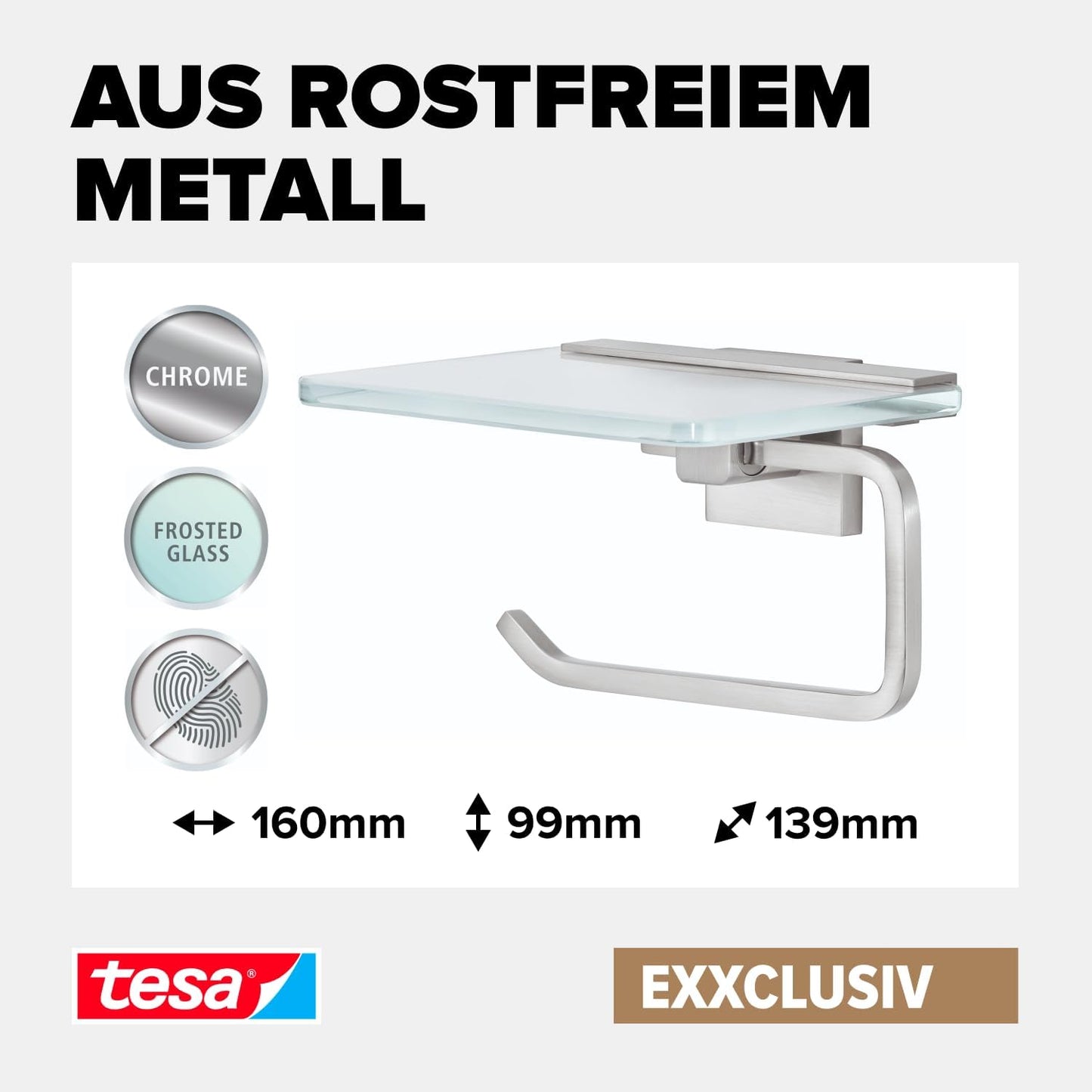 Toilettenpapierhalter mit Milchglas-Ablage, Toilettenpapierhalter mit Deckel