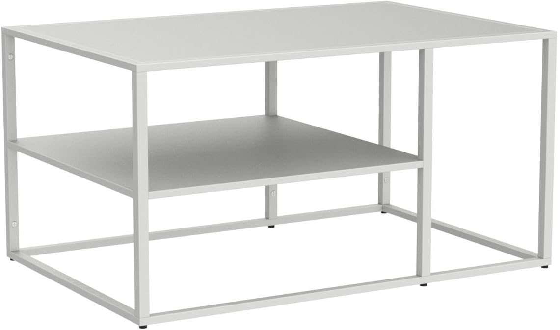 Rechteckiger Couchtisch mit Stauraum, Weiß 90 x 60 x 45 cm