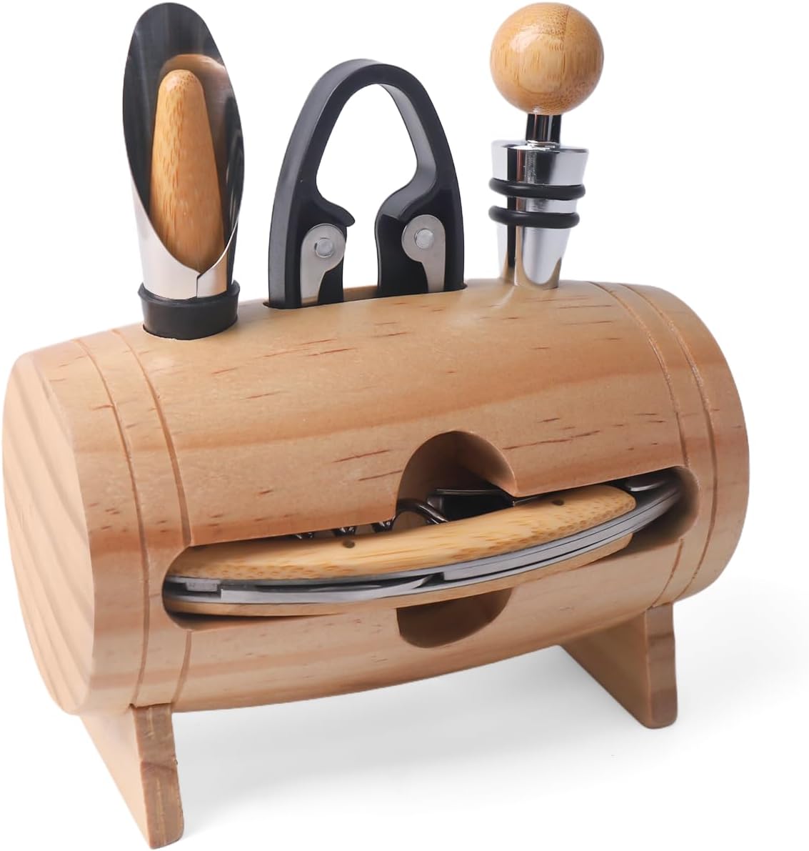 5-teiliges Sommelier Set in Fassform, Barrel 01