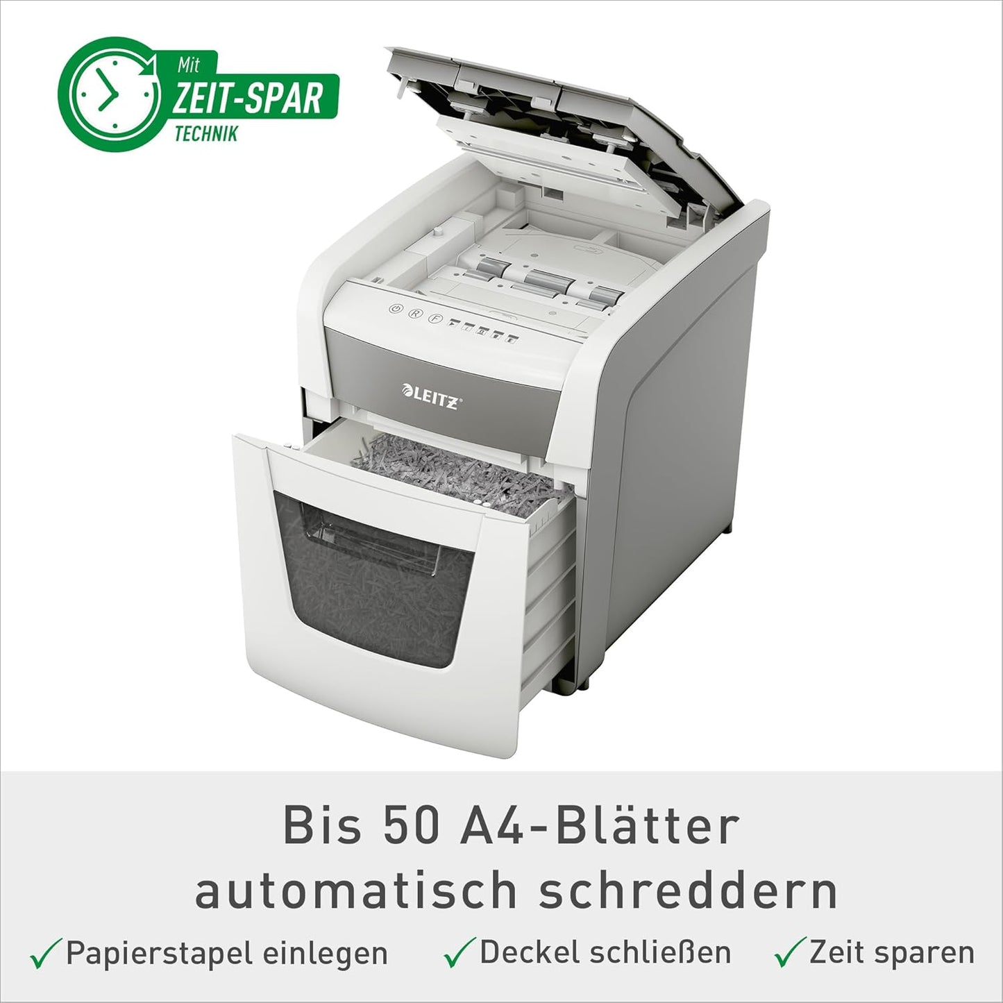 IQ Autofeed Aktenvernichter, P4 Partikelschnitt / 50 Blatt