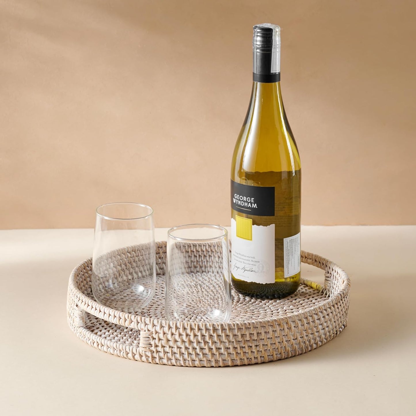 Serviertablett mit Griffen, 30 cm Whitewash