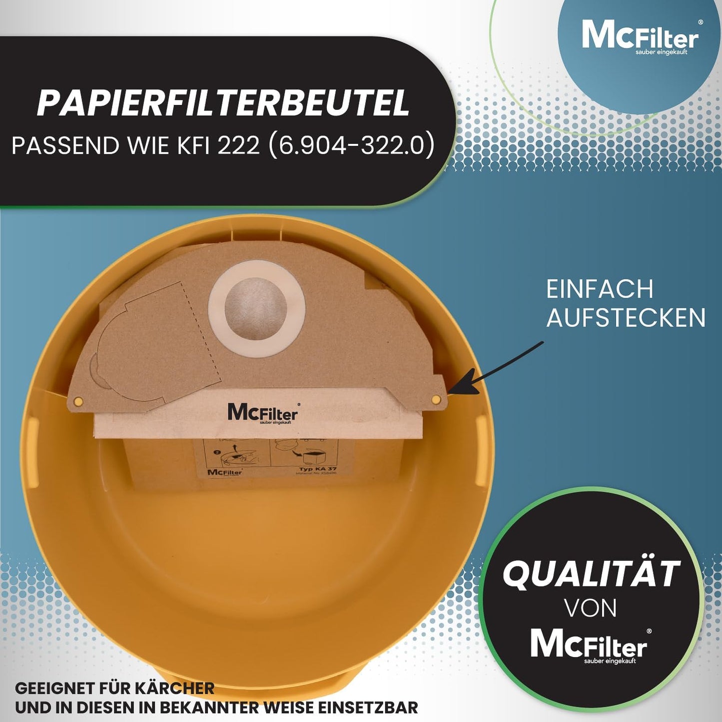 11-teiliges Staubsaugerbeutel-Set für Kärcher WD2/MV2, 10 Beutel + 1 Filter WD 2, MV 2
