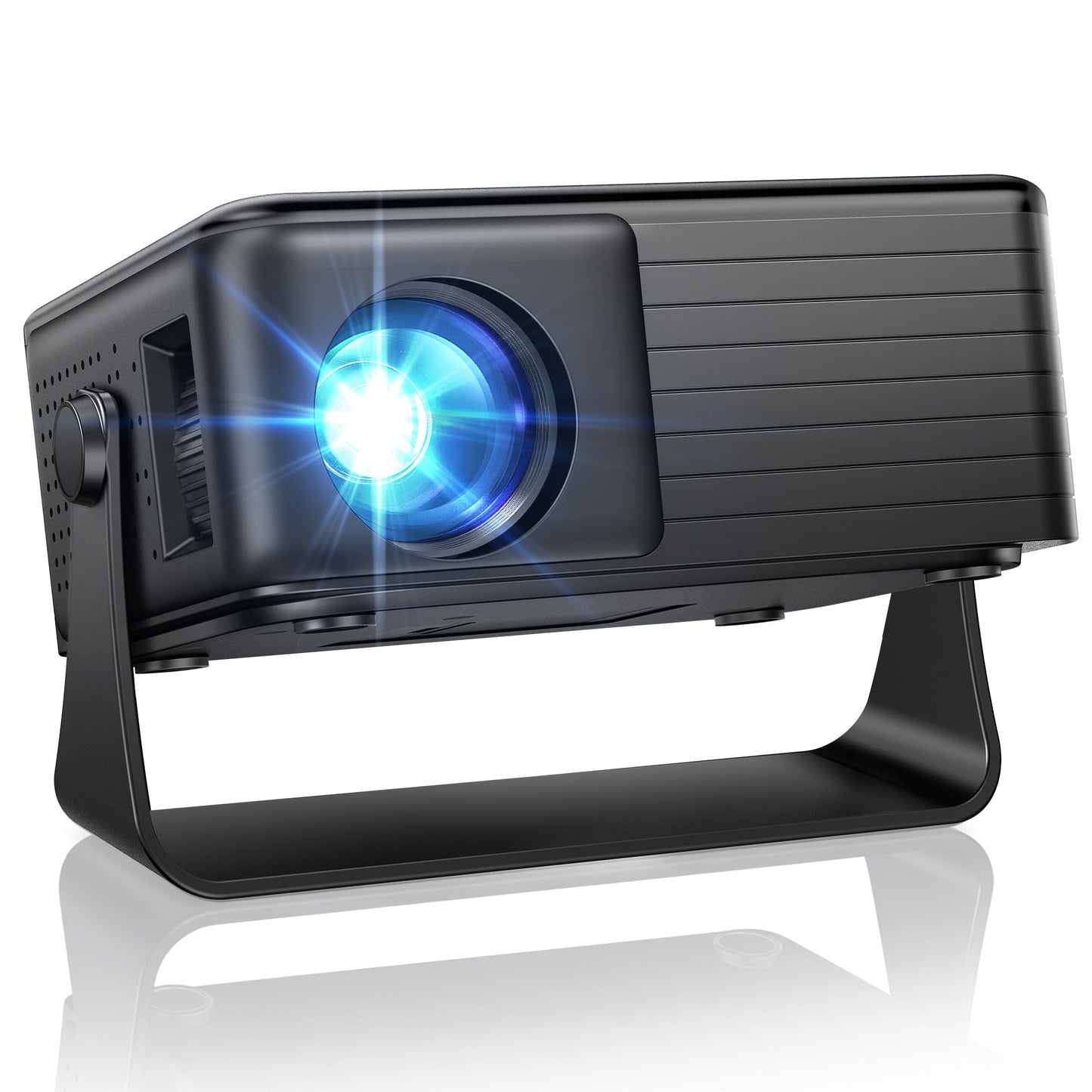 Mini Projektor 1080P, 360° drehbar, Ganz in Schwarz