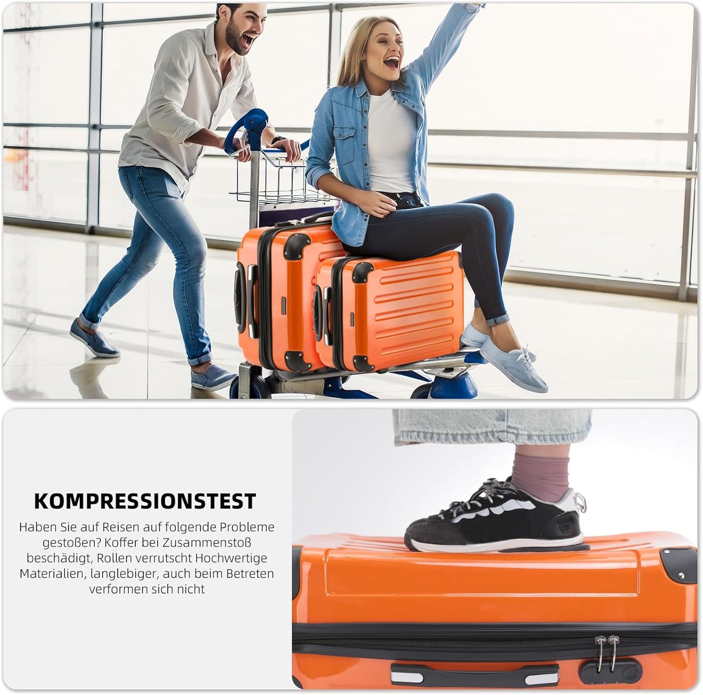 Hartschalen-Rollkoffer, Orangen 76cm -110L