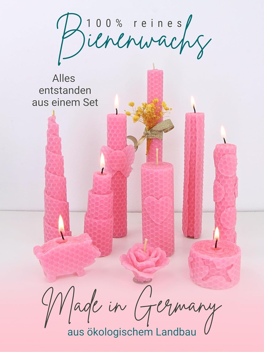 DIY Bienenwachs-Kerzen-Bastelset, Rosa