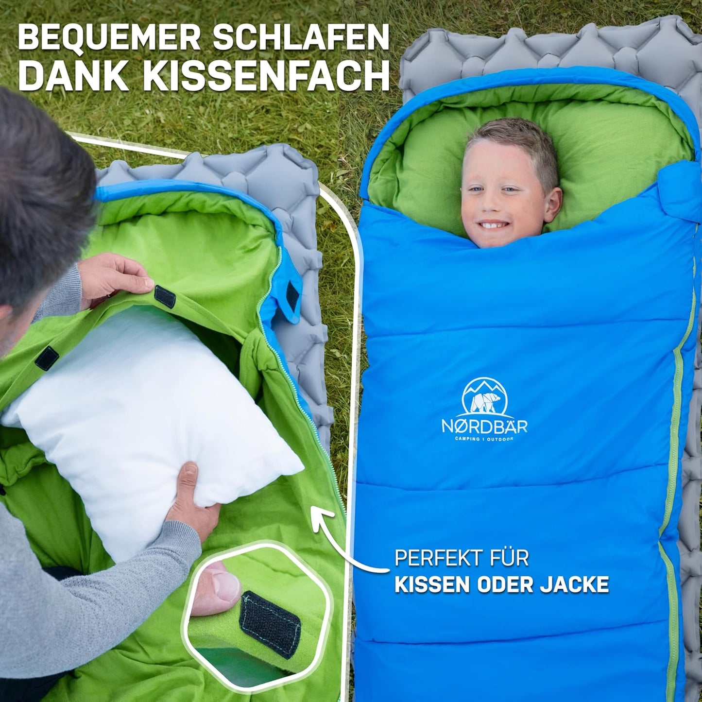Kinderschlafsack, Blau/Grün