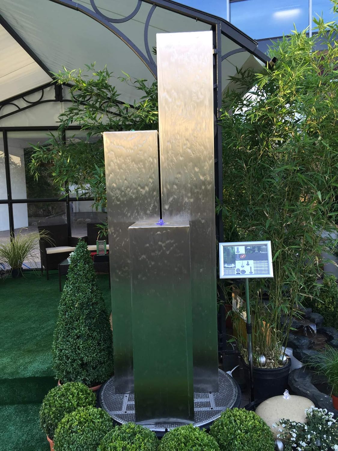 Abdeckgitter-Set mit PE-Becken für Springbrunnen, 26102-Edelstahlgitter-Set