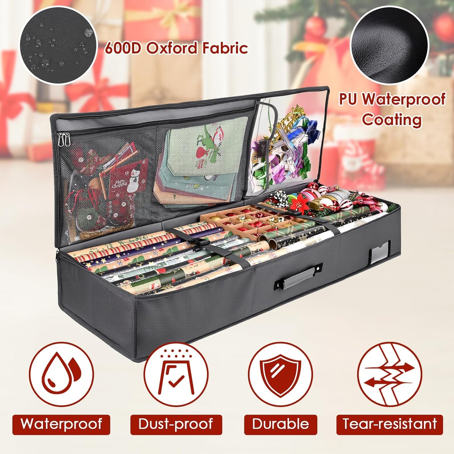 Geschenkpapier Organizer mit 3 Fächern, grau