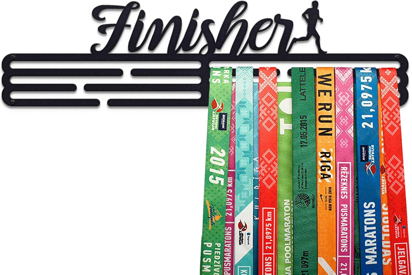 Finisher Medaillenhalter aus Edelstahl, L - Schwarz