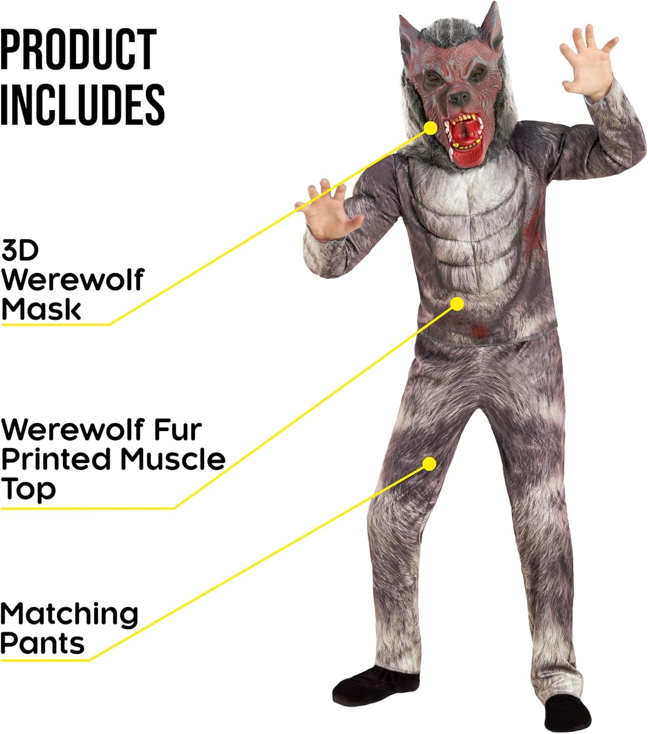 Werwolf-Kostüm für Kinder (7-9 Jahre), 7-9 Jahre