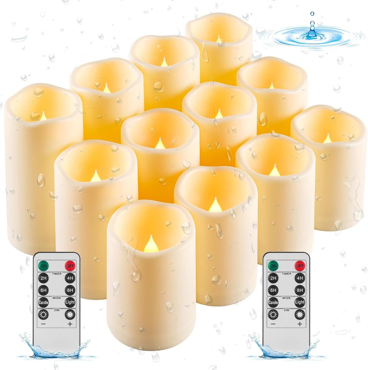12 Stück LED-Kerzen-Set mit Fernbedienung, Wasserdichte Kerzen-12pcs