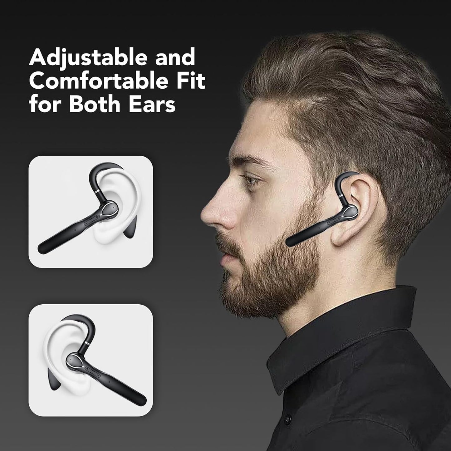 Bluetooth-Headset mit Noise Cancelling Mikrofon, dunkelschwarz