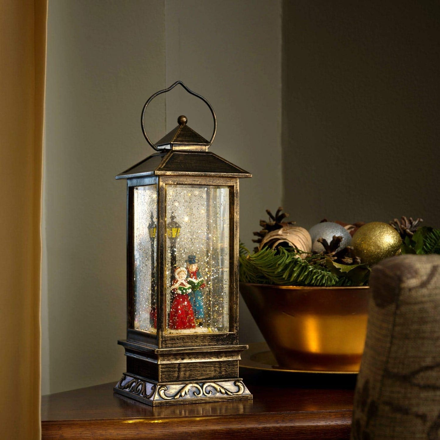 LED Schneelaterne im Charles Dickens Style, Kupfer Charles Dickens Style Single