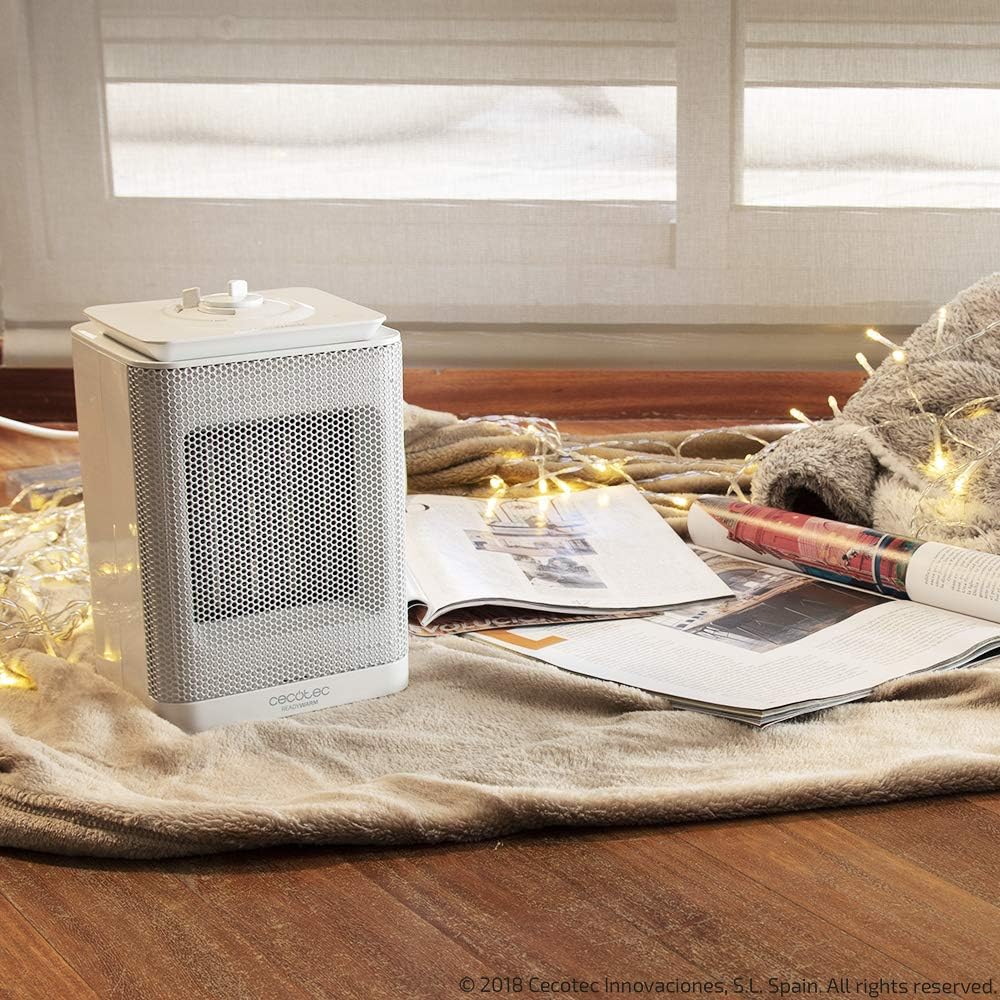 Keramikheizung mit Thermostat und Kippsensor, 1500 W Weiss