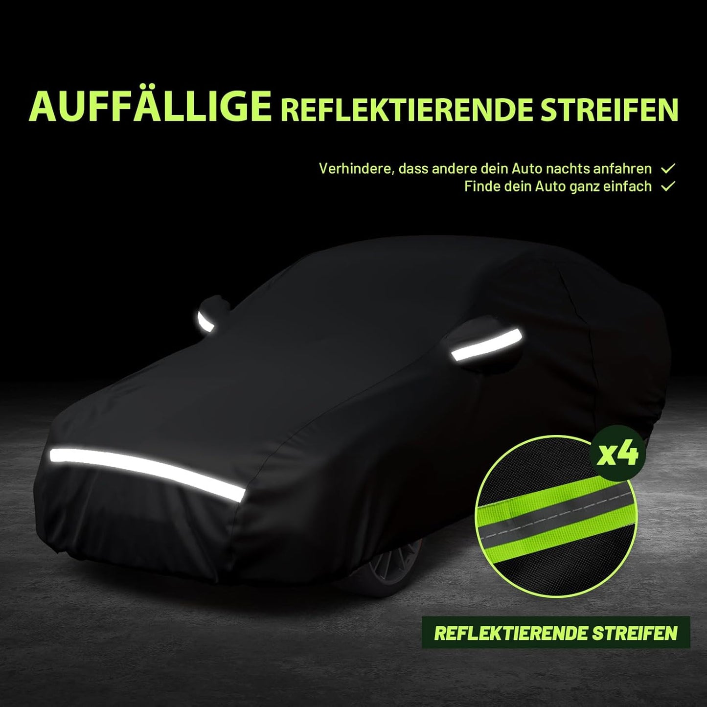 Autoabdeckung für Limousine (450-495 cm), Schwarz 450-495 cm Limousine