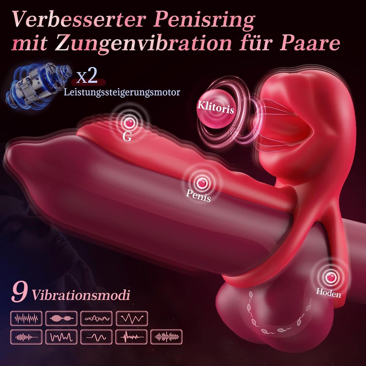G Punkt & Klitoris Stimulator mit 9 Vibrationsmodi, Rot