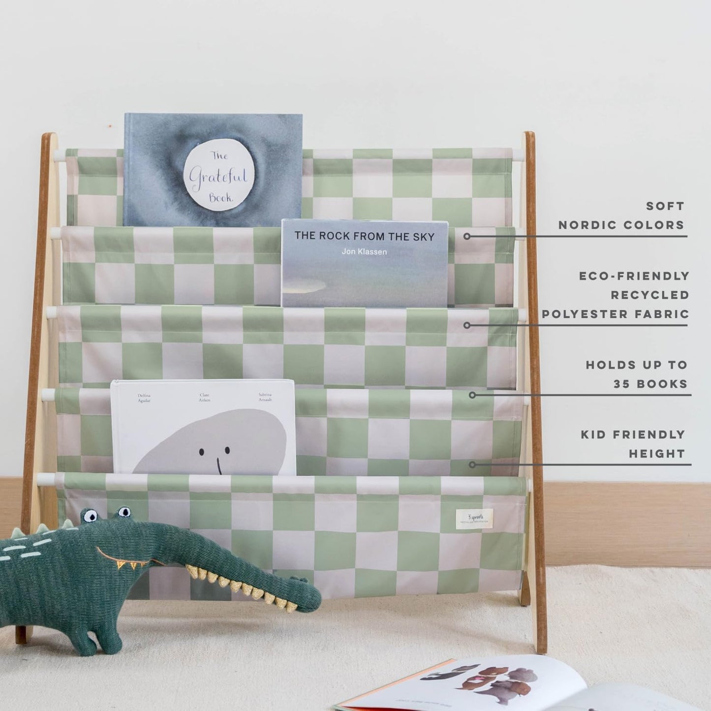 Kinder Bücherregal, Schachbrett - Grün