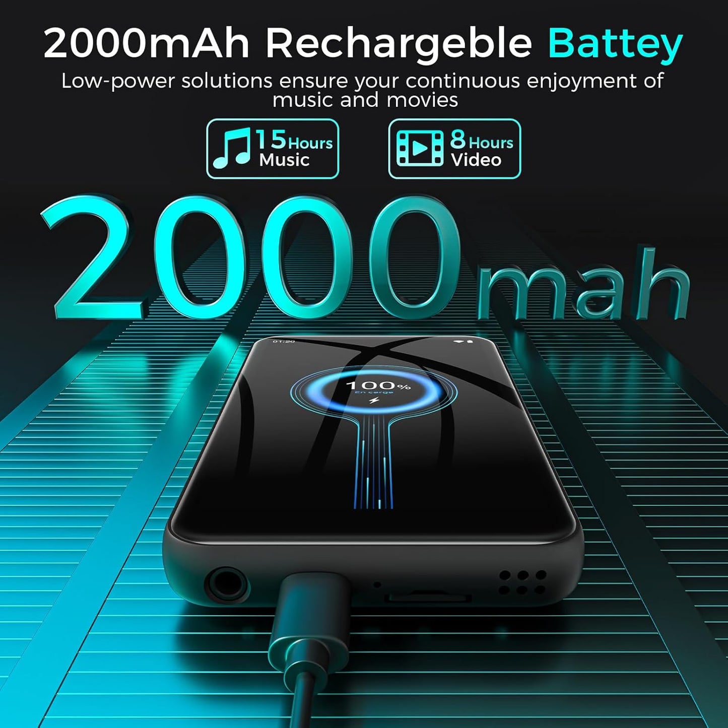 M12 MP3 Player mit Bluetooth und WiFi, Schwarz