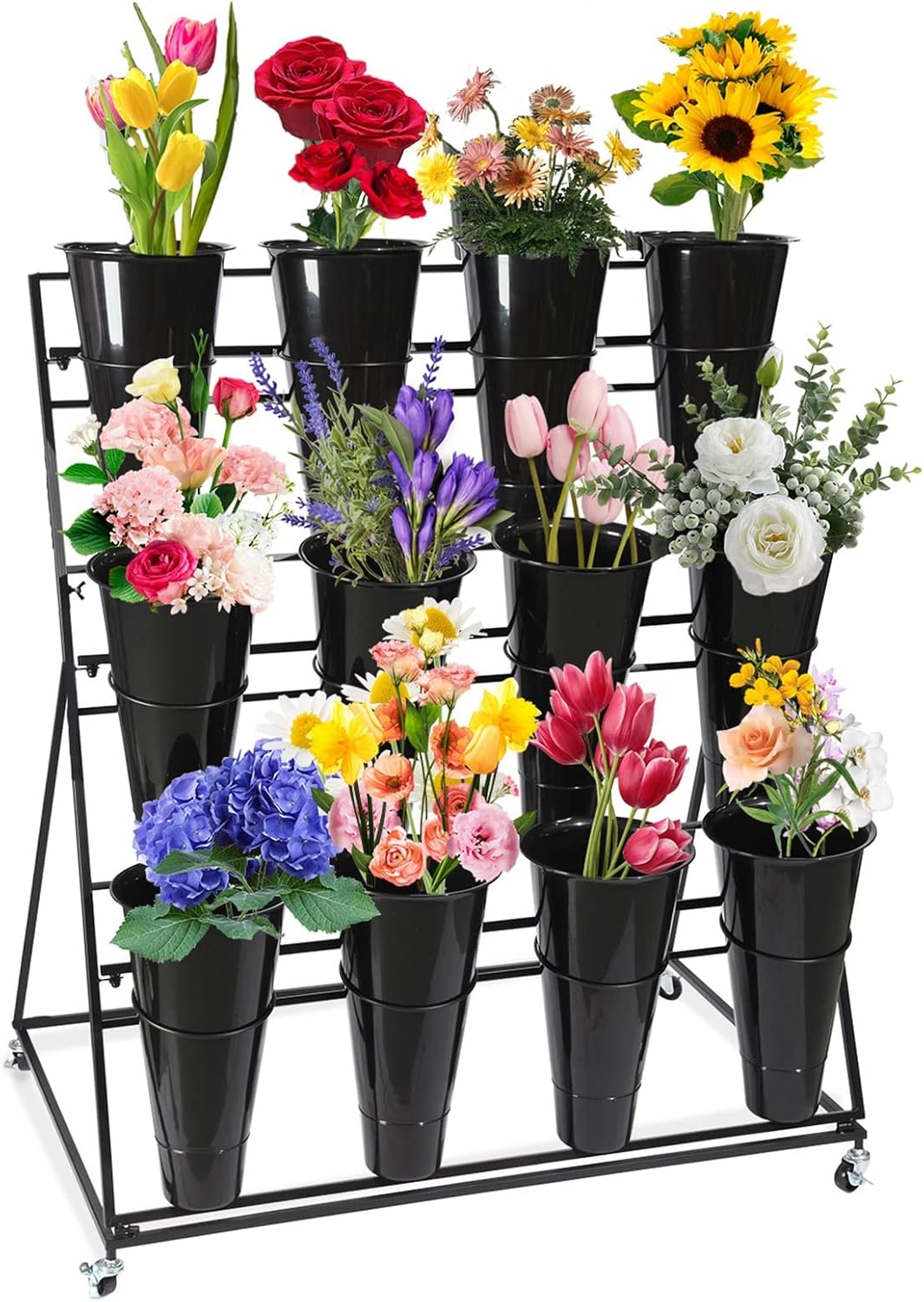 3 Etagen Blumenständer mit 12 Eimern, D