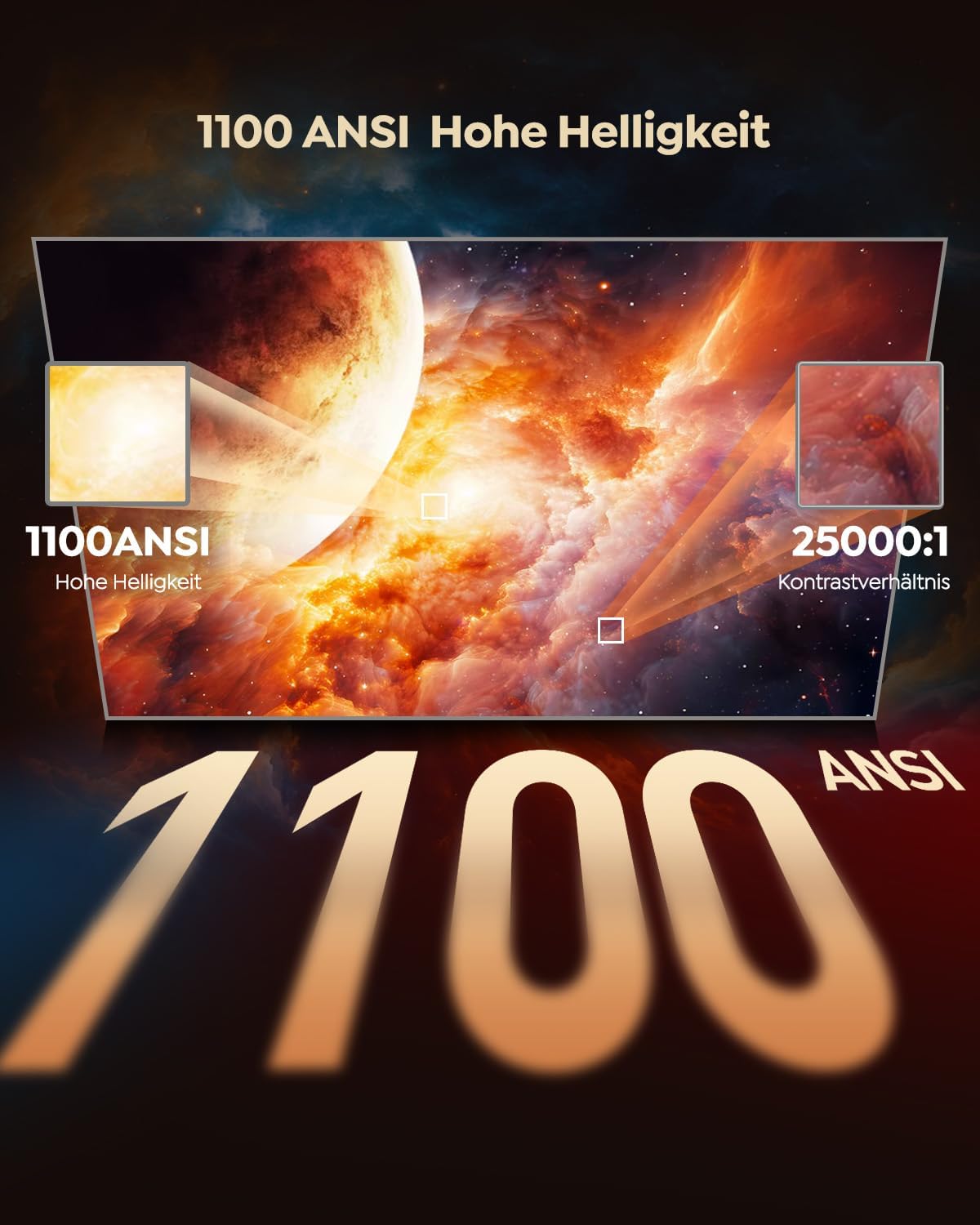 P62 Pro Smart Beamer mit Netflix & Dolby Audio, 4K Unterstützung, M dunkelschwarz