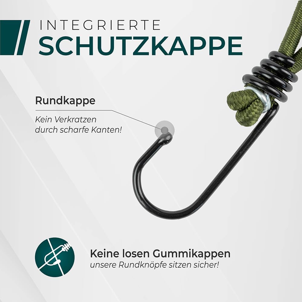Spanngummis mit Haken, 20 Hooks 23 cm Olive Green