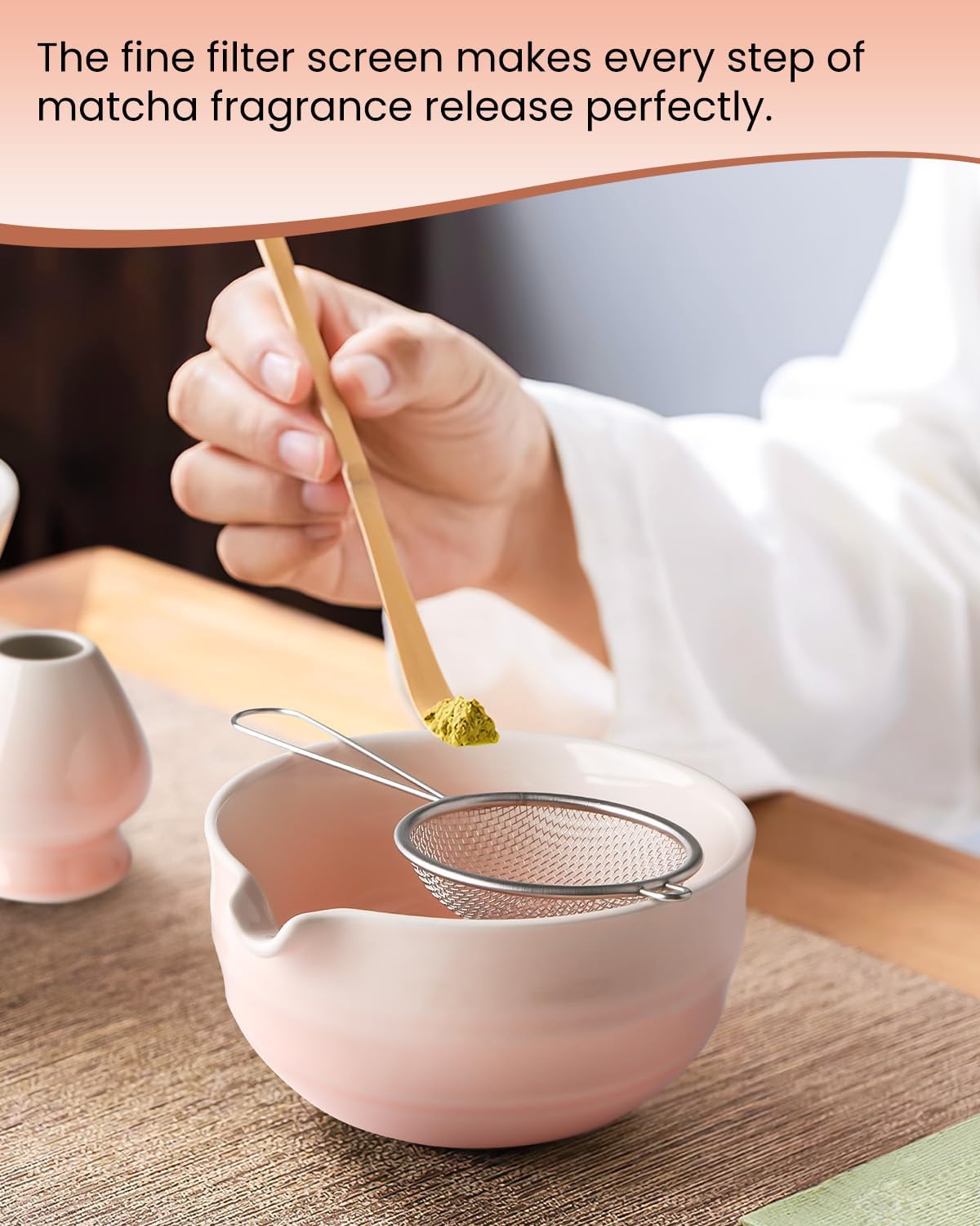 7-teiliges Matcha-Teeset mit Zubehör, Rosa Farbverlauf