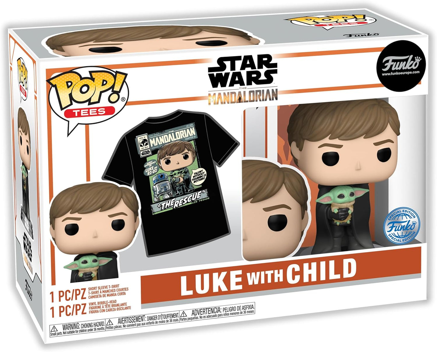 Pop! & Tee: Mandalorian - Luke Skywalker mit Grogu, S