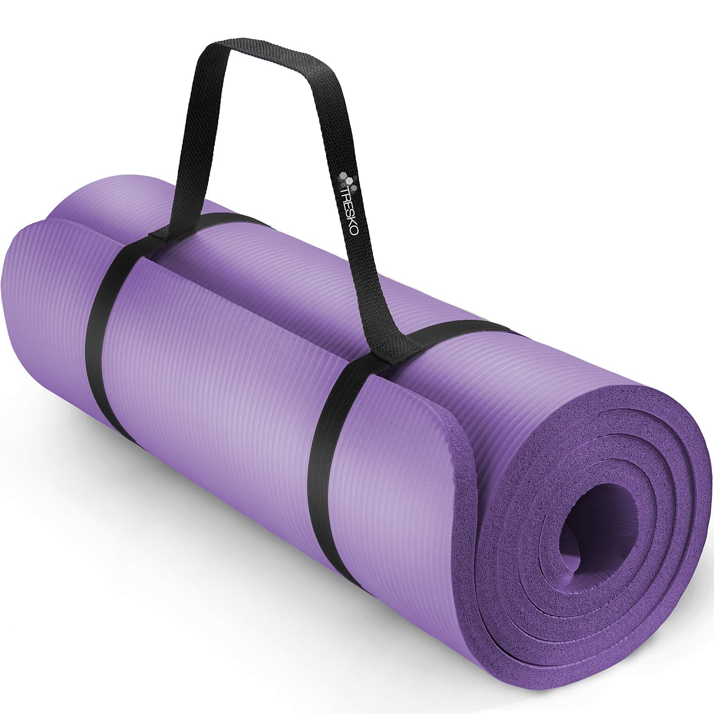 Rutschfeste Gymnastik- und Pilatesmatte mit Tragegurt, Violett 185 x 60 x 1,5cm