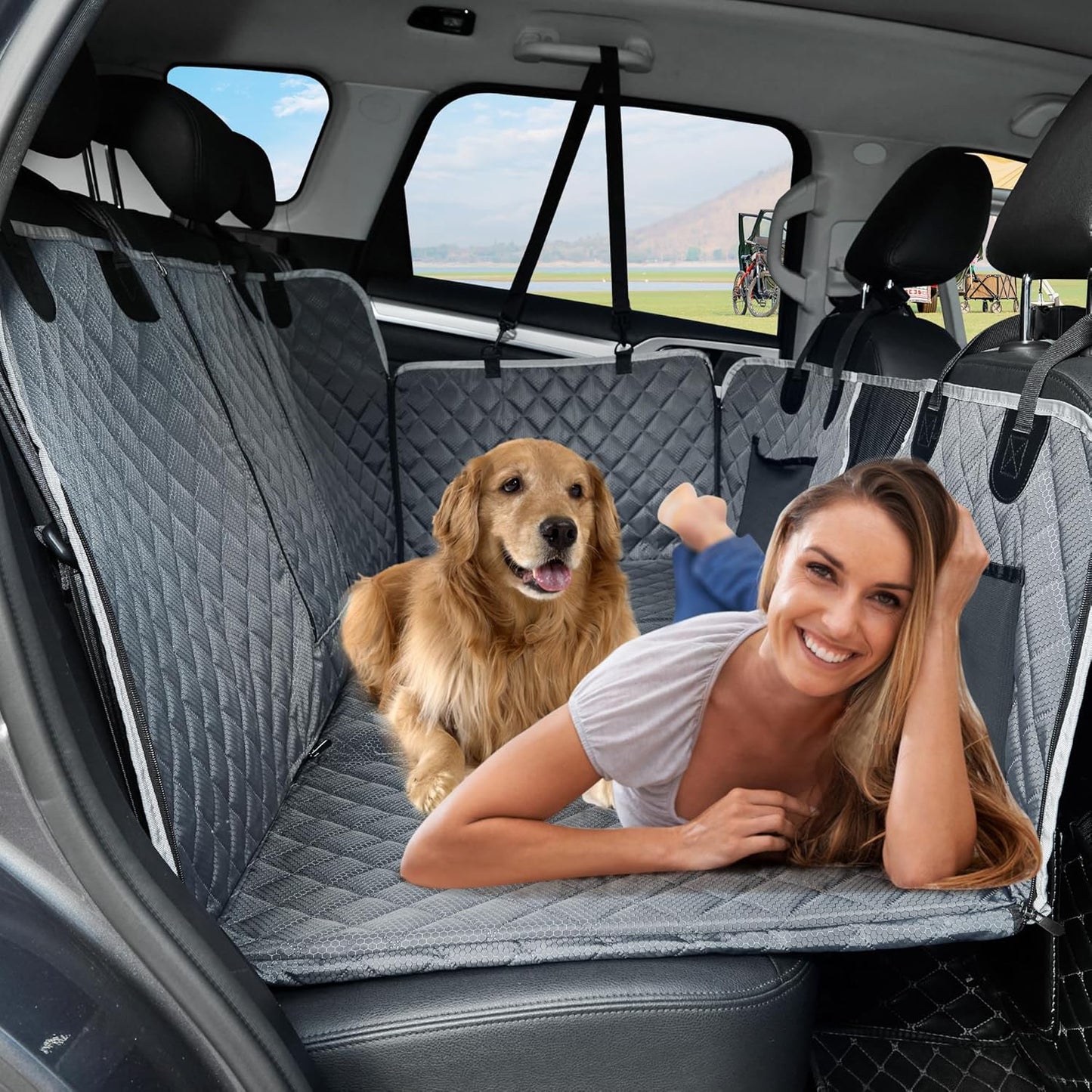 Hundedecke für die Auto-Rückbank, Grau