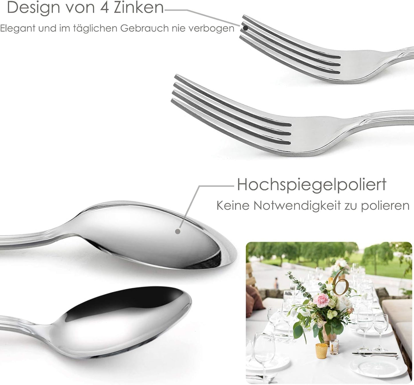 30-teiliges Besteck-Set mit gewelltem Rand, Besteck Set mit Gewellter Rand Griff