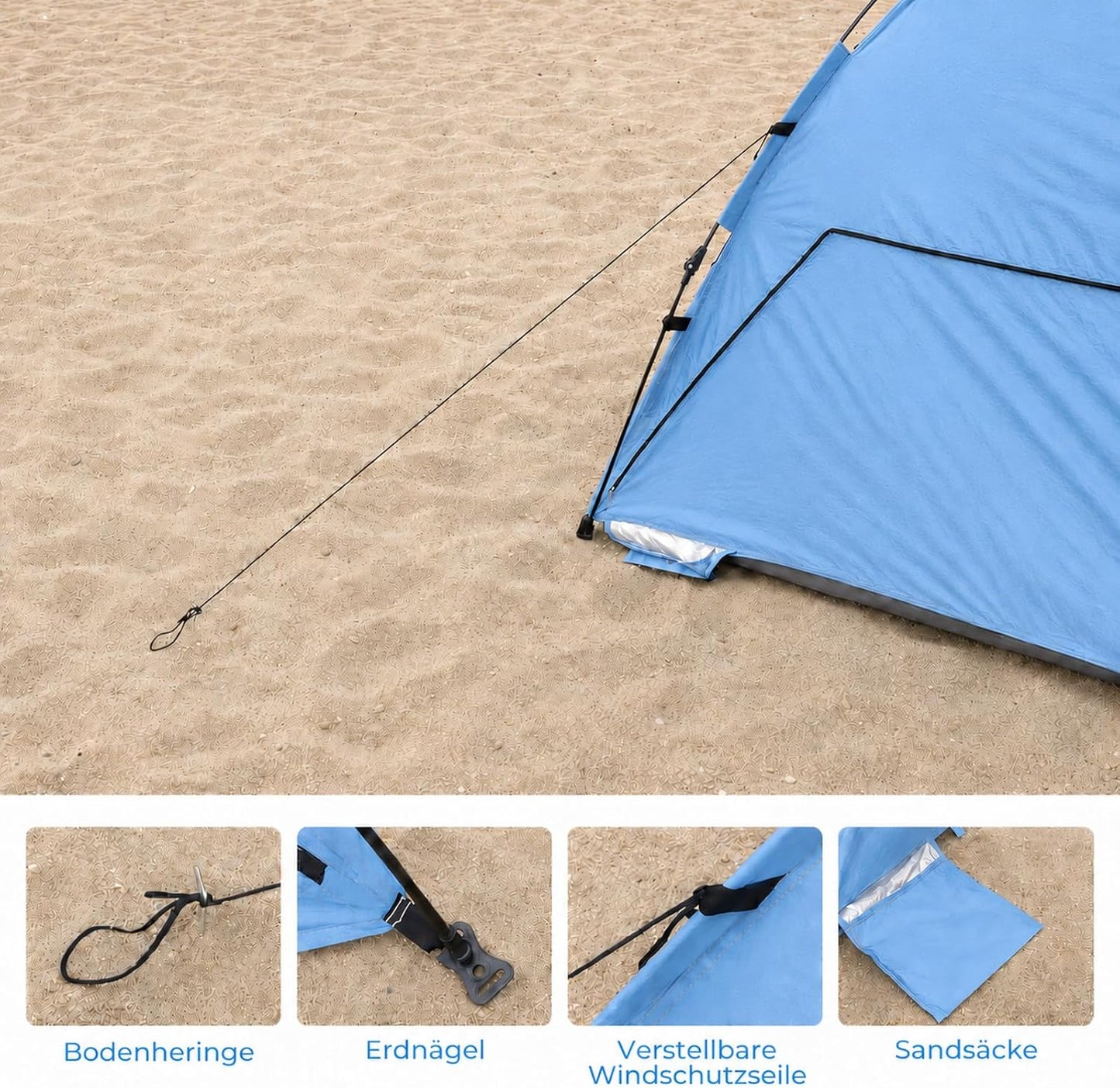 Pop Up Strandmuschel mit UV-Schutz 50+