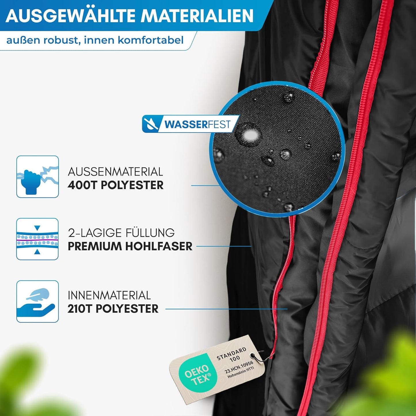 Deckenschlafsack mit Zwei-Wege-Reissverschluss, Anthrazit