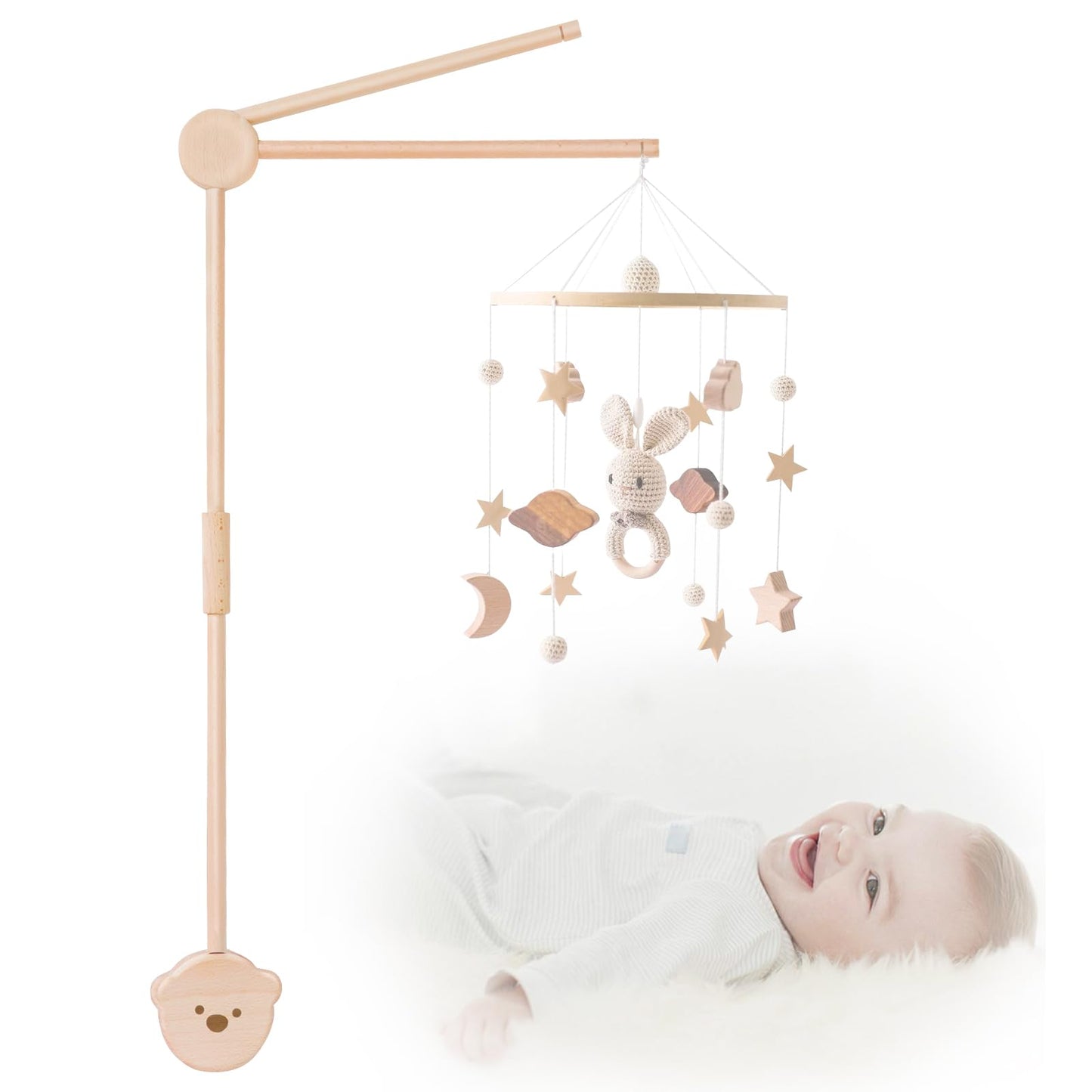 Mobile Halterung für Babybett in Bärenform