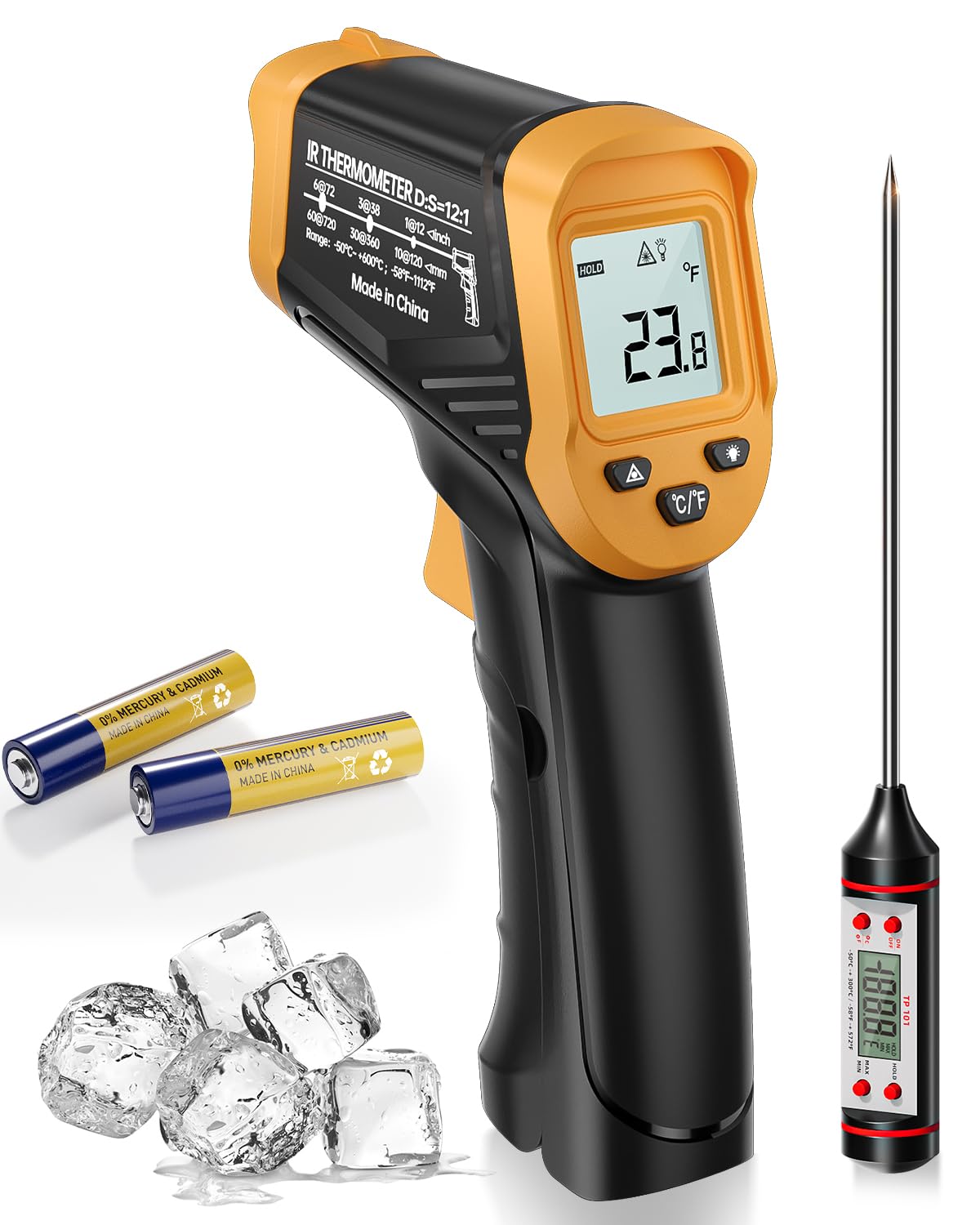 Infrarot-Thermometer, 600°C Version mit Fleischthermometer