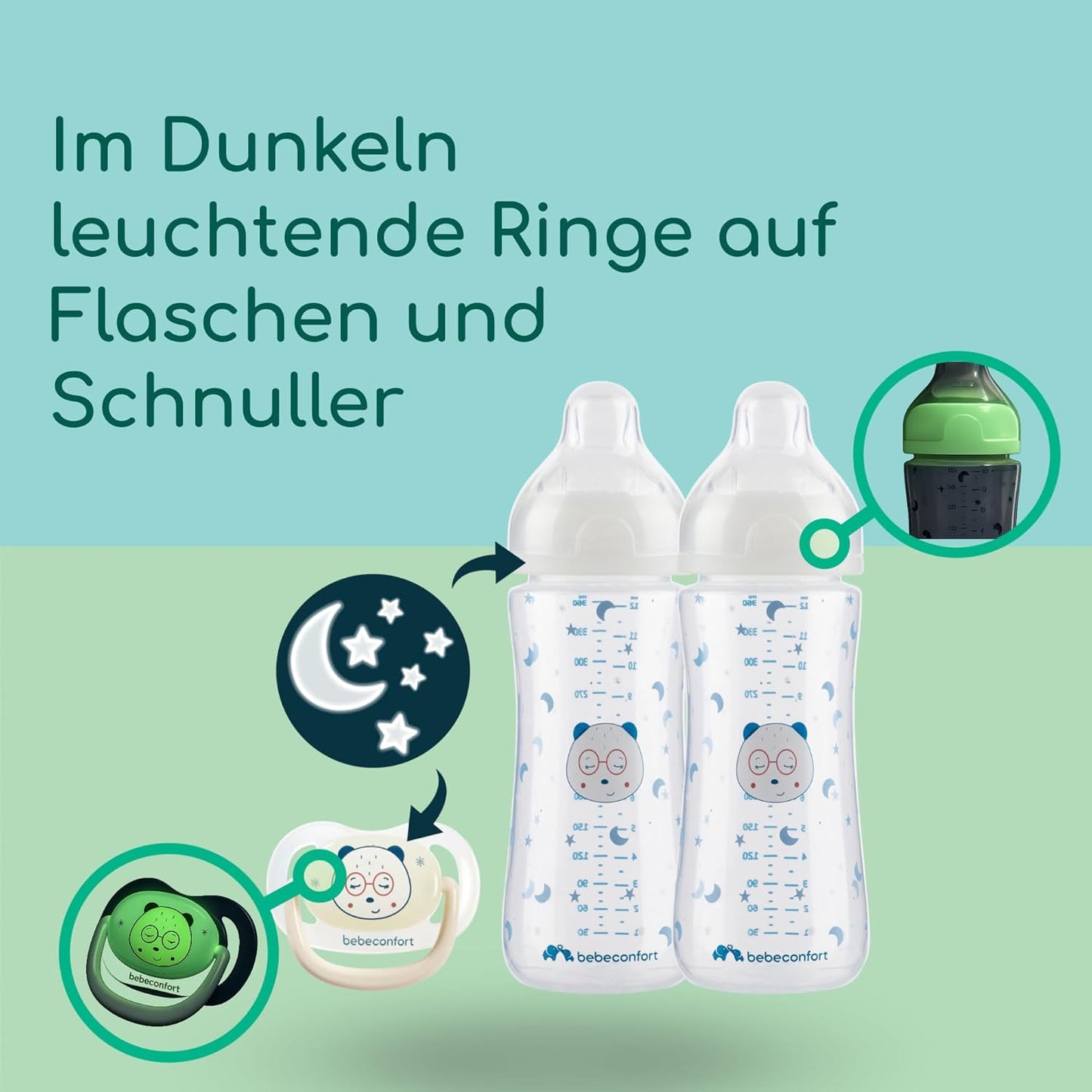 Physio Air Grow-with-Me Babyflaschen, 4 Stück, Anti-Kolik, Wachse mit mir