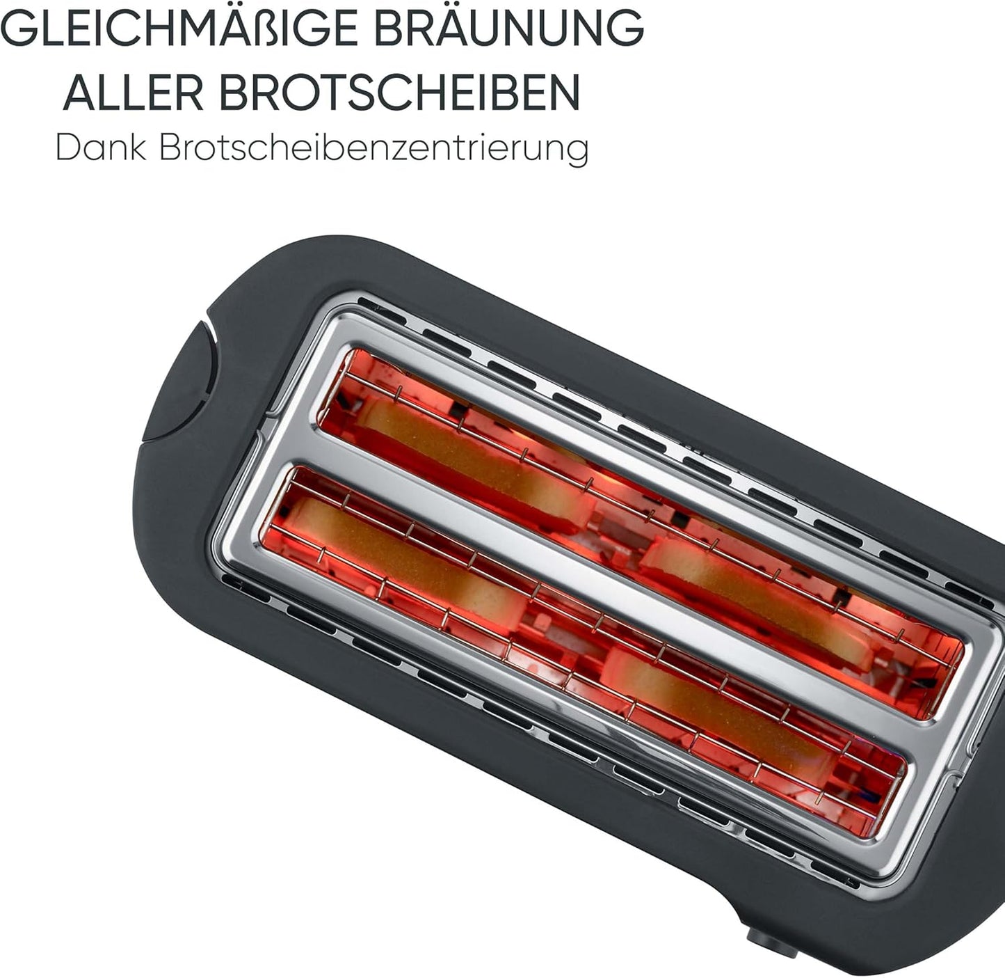 Langschlitz-Toaster für 4 Scheiben, Mattschwarz