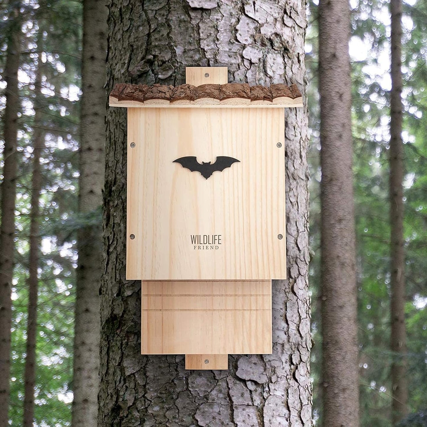 Wetterfester Fledermauskasten mit Rindendach, Rindedach