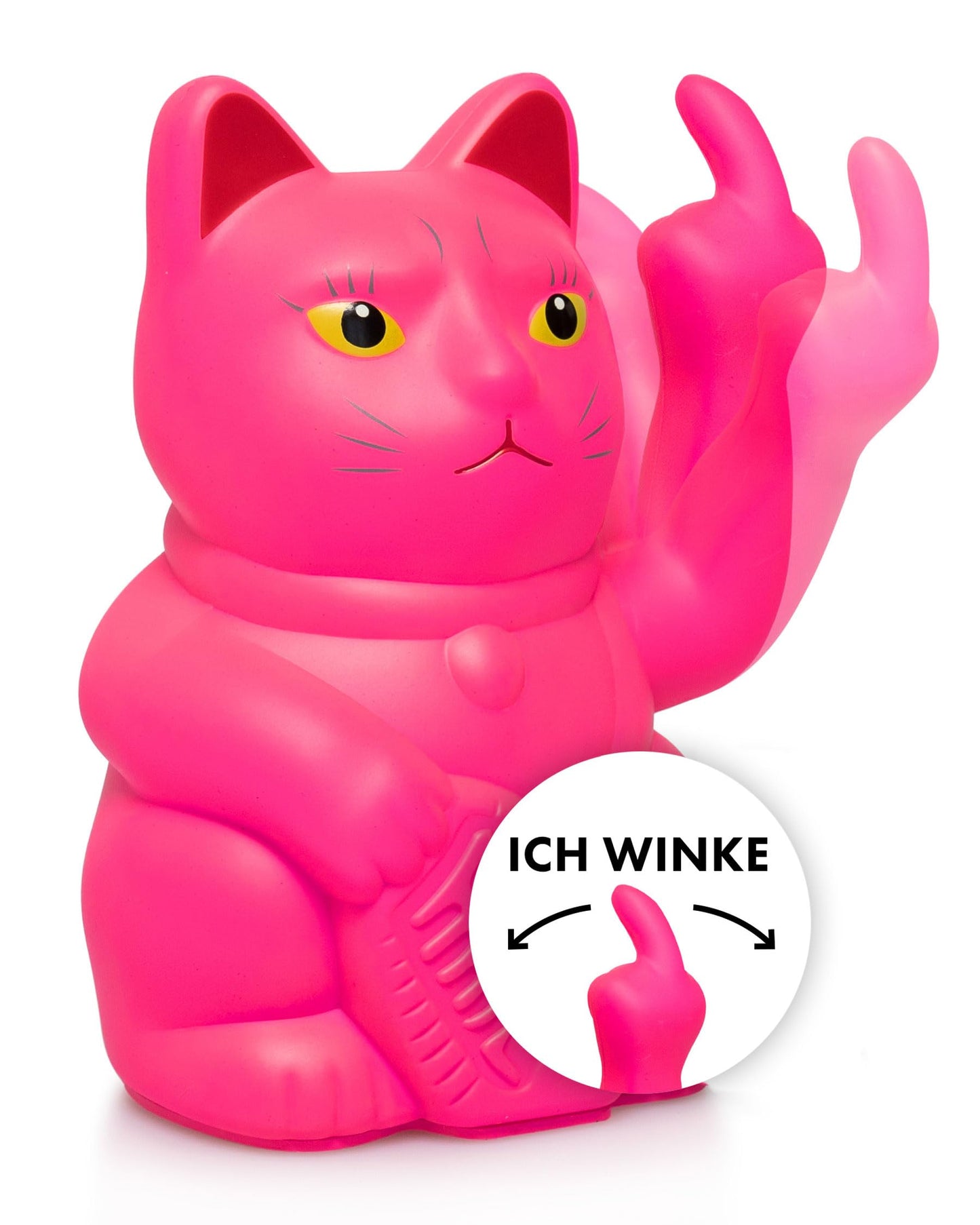 Winkekatze mit Mittelfinger, Neon Pink
