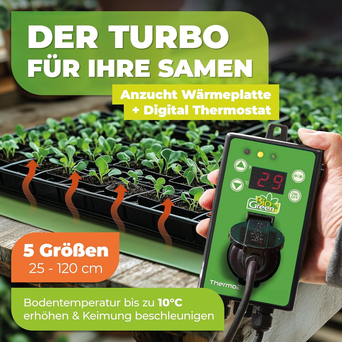 Anzuchtbooster Heizmatte mit Thermostat, 40 x 120 cm