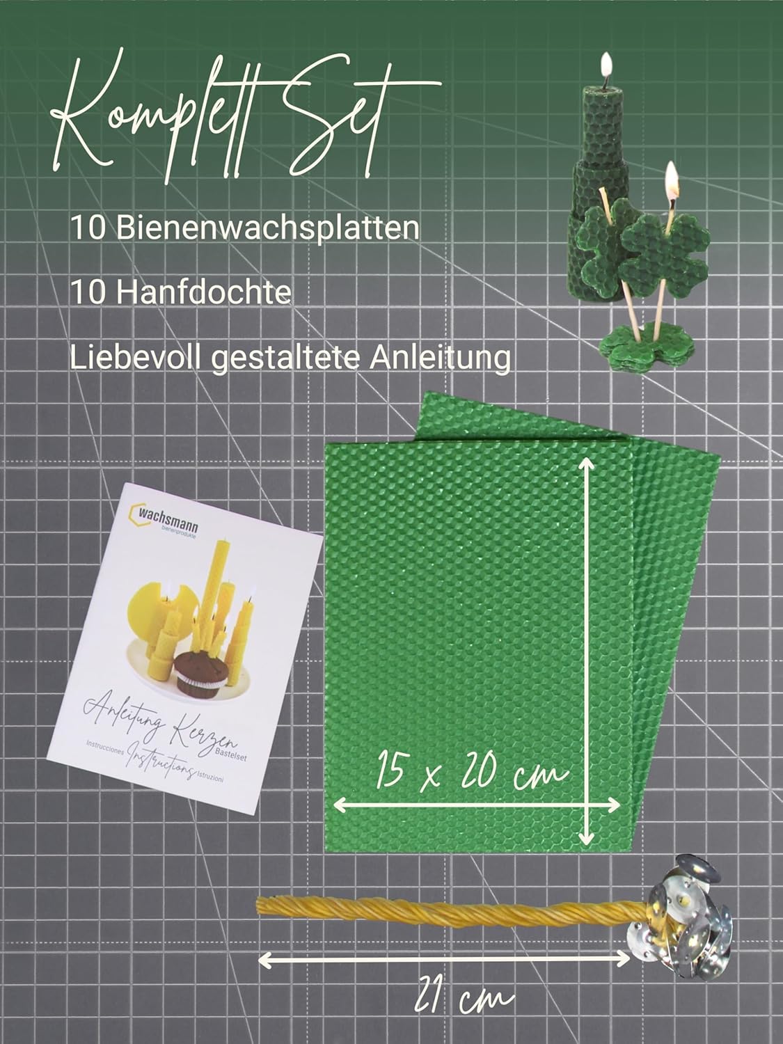 DIY Bienenwachs-Kerzen-Bastelset, Grün