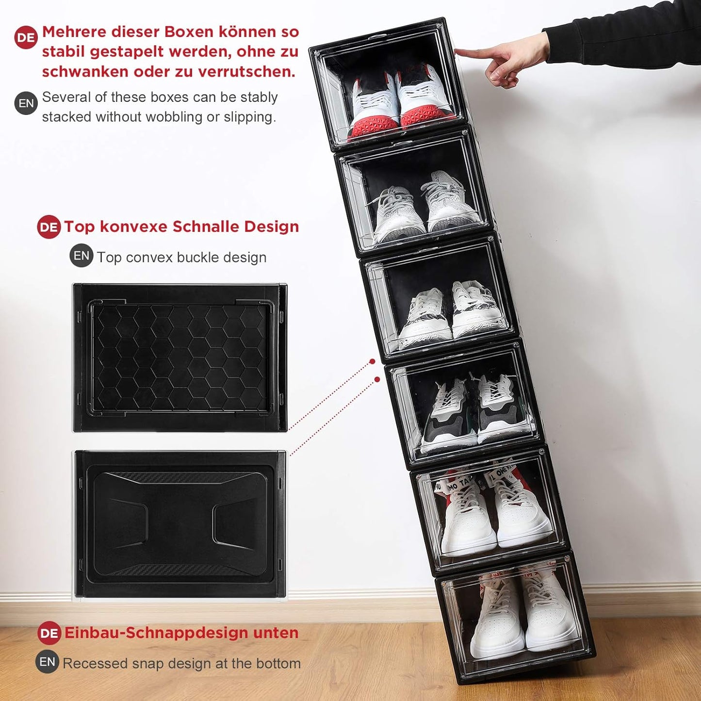 3er-Set Stapelbare Schuhboxen