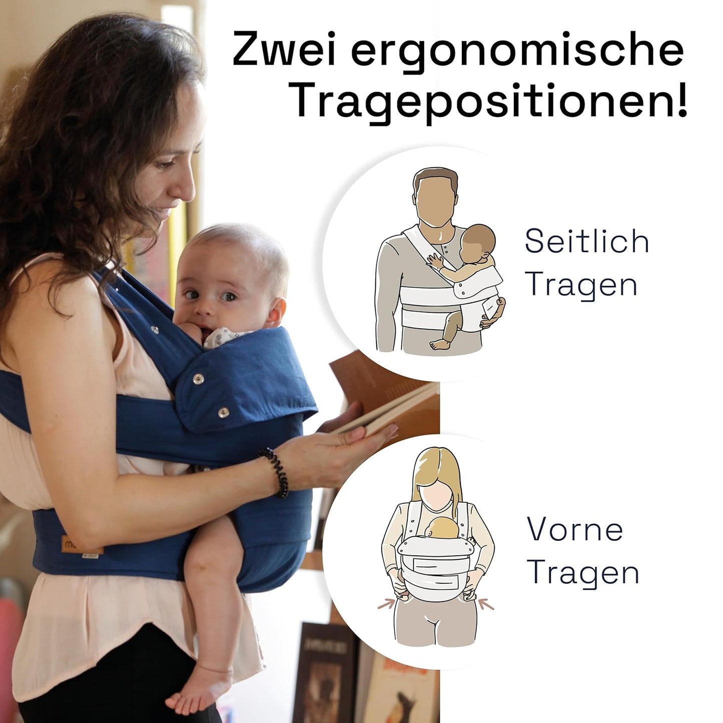 Babytrage mit Klettverschluss, S/M, Ocean