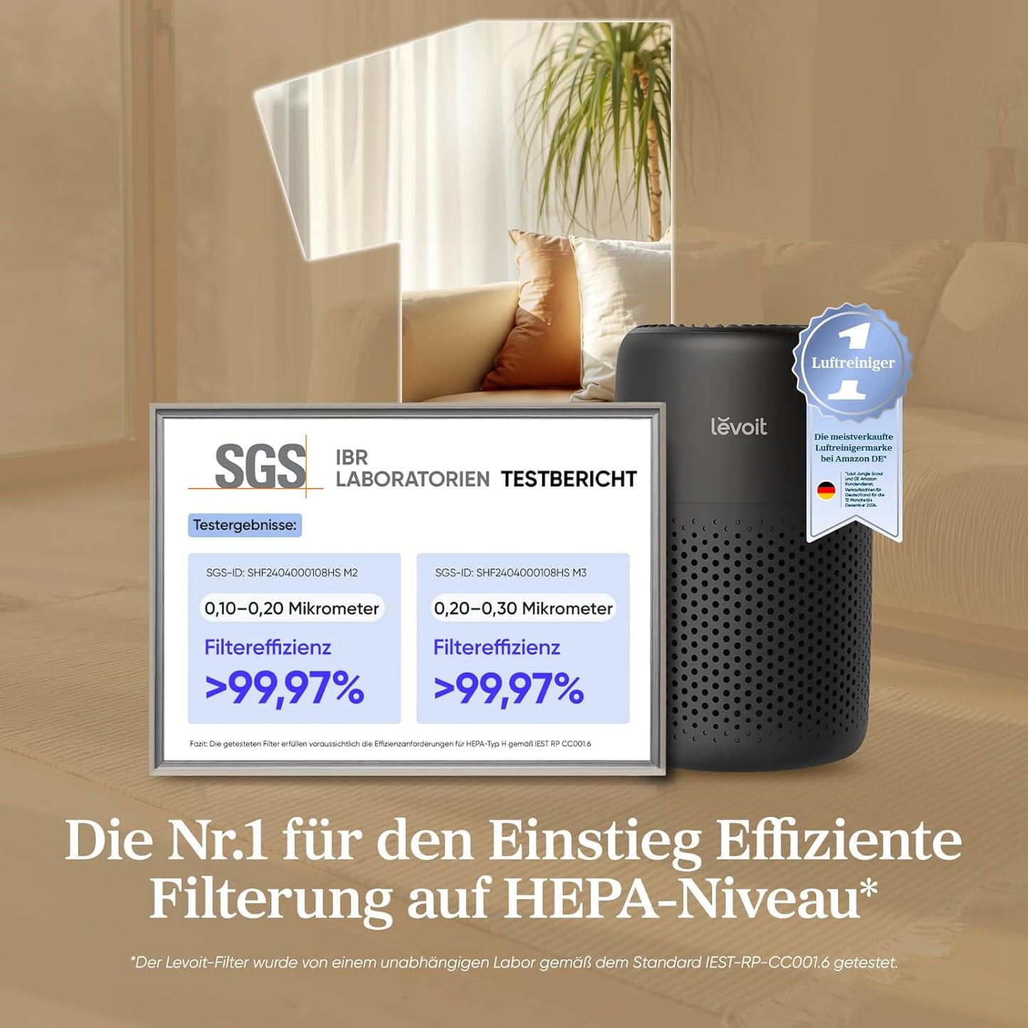Luftreiniger mit HEPA-Filter und Aromatherapie, Schwarz Luftreiniger