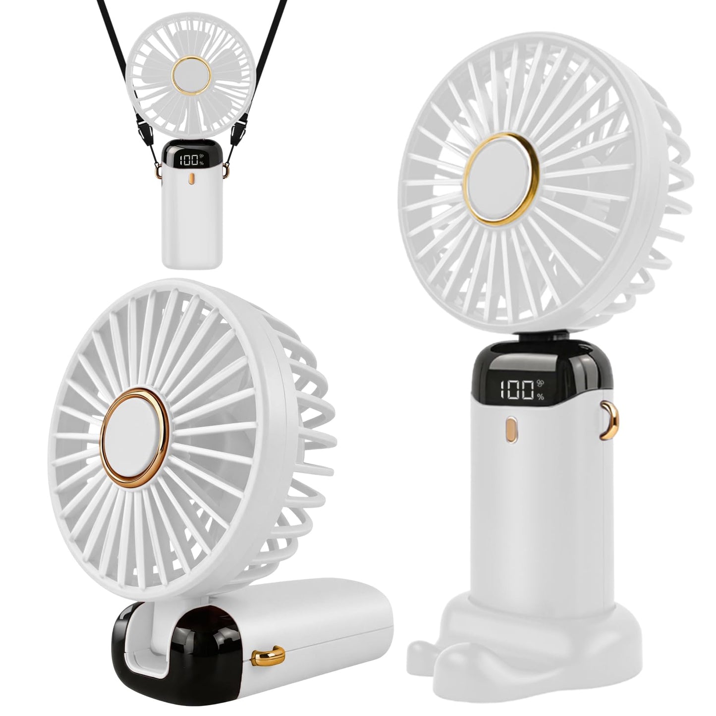 Tragbarer Mini-Handventilator N15, 5 Geschwindigkeiten, faltbar, Weiss