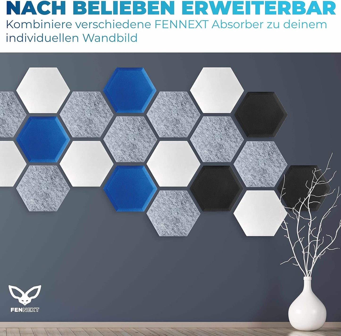 Schallabsorber Wand-Akustikbild, Starterset "HYBRID BLAU"